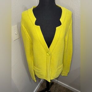 Madison Bright Yellow Women's Chunky Cardigan With Pockets - Size‎ XL